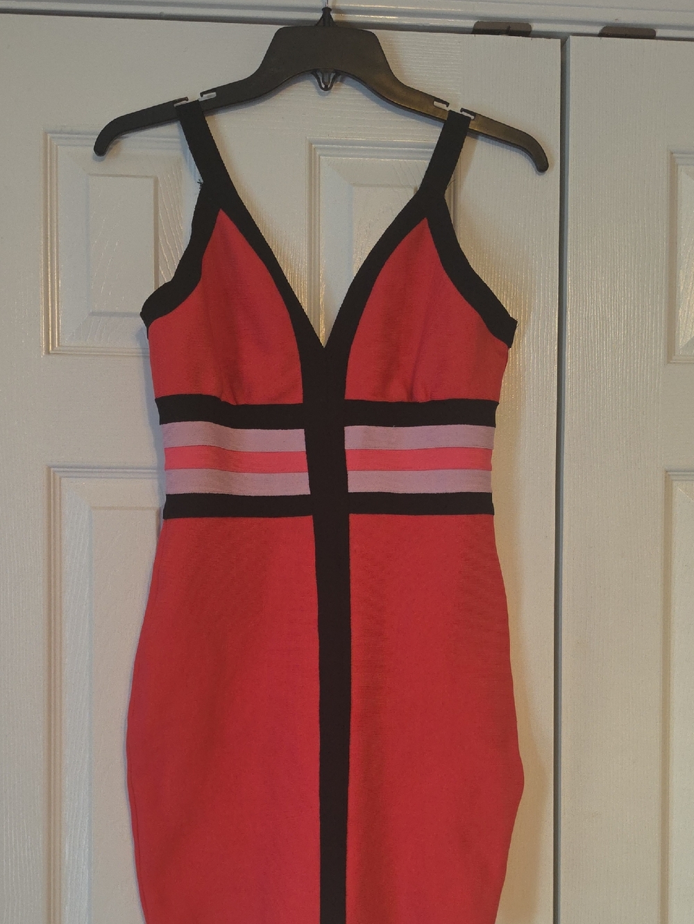 WOW couture Hot Pink Mini Dress with Pink, Blk & Light Purple Stripe Accents